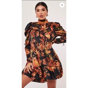 missguided puff sleeve tiered smock dress